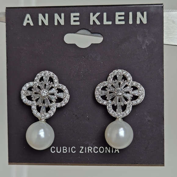 Anne KleinPearl Crystal Drop Earrings - Picture 7 of 10